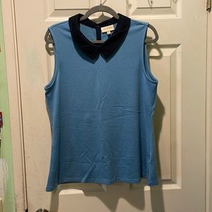 Preppy sleeveless collard top
